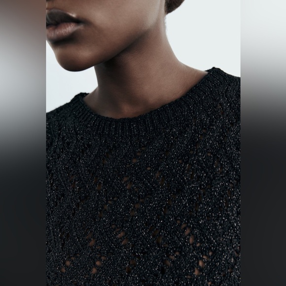 NWT ZARA FRINGED METALLIC THREAD KNIT TOP - Picture 4 of 8